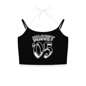 TEAM BREEZY INTERNATIONAL BLACKLETTER  CONTRAST BINDING HALTER TANK TOP