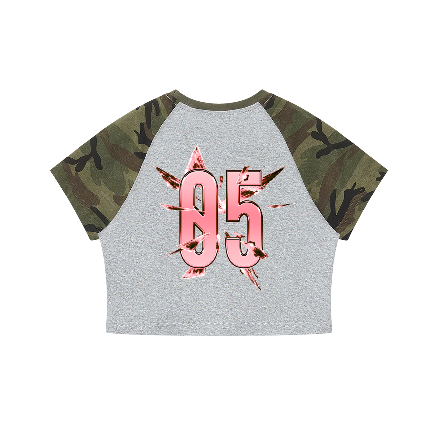 TEAM BREEZY DRIFT Women’s Green Camo Raglan Crop T-Shirt