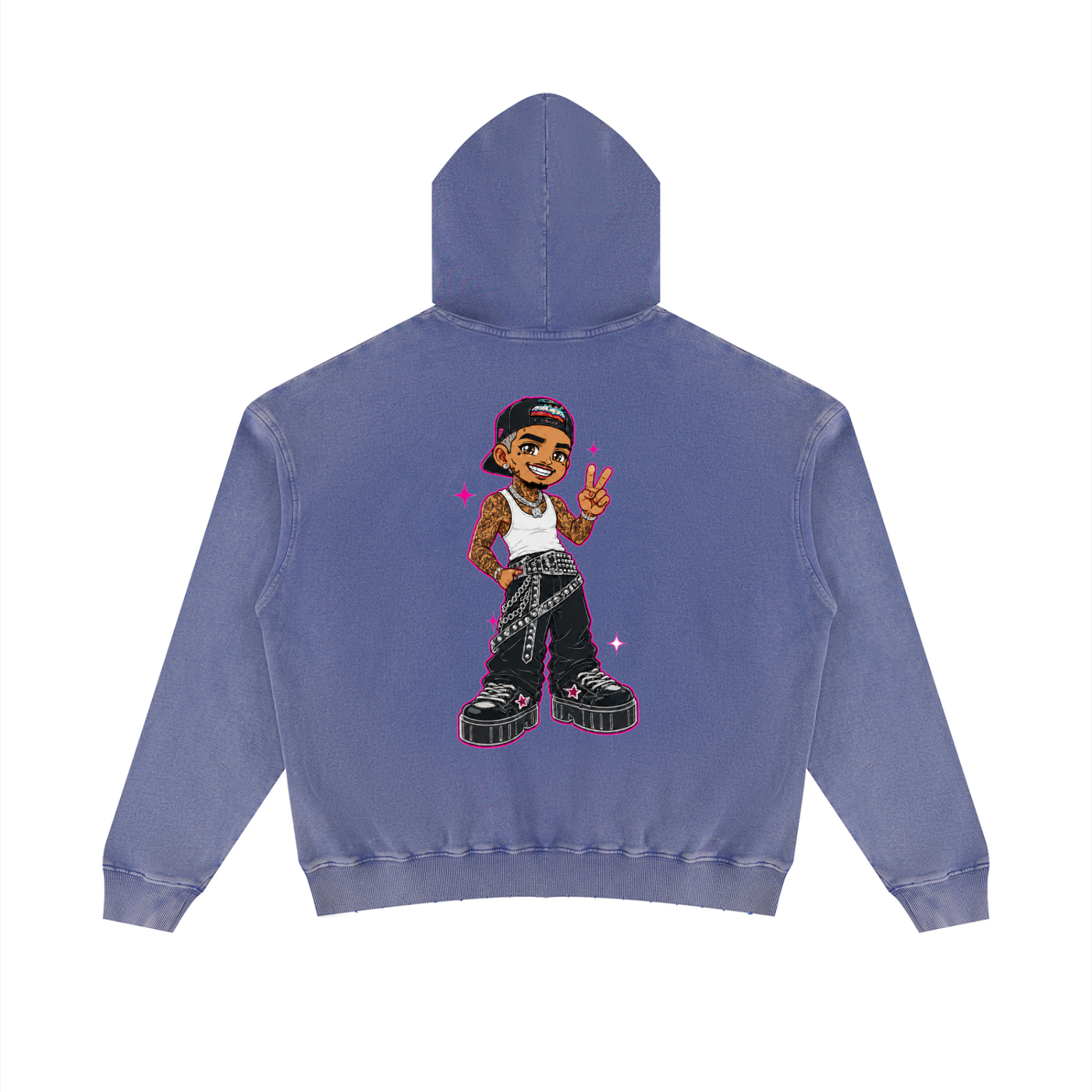 ANIME BREEZY Unisex Mineral Wash Distressed Hoodie