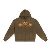 BROWN PREGAME SCRIBBLE Zip Hoodie