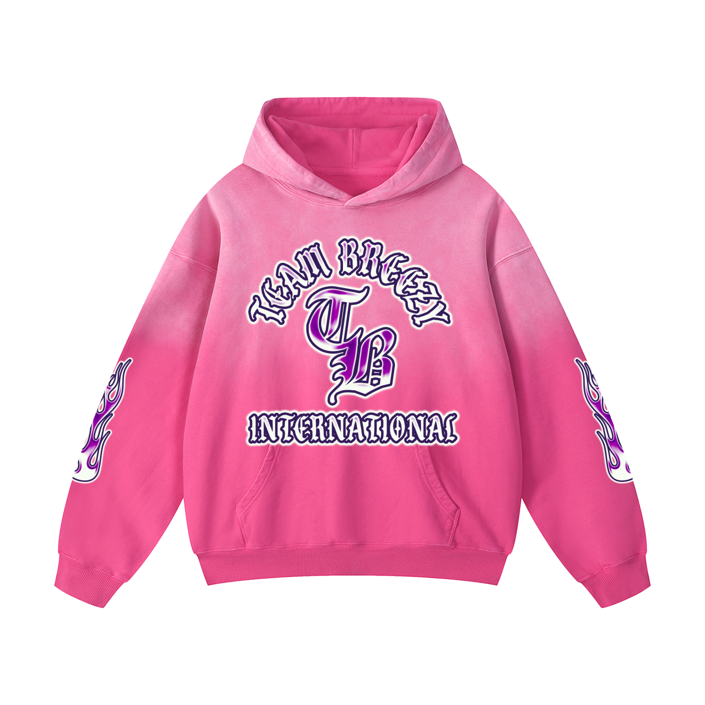 TEAM BREEZY INTERNATIONAL BLACKLETTER SUN-FADE PINK HOODIE
