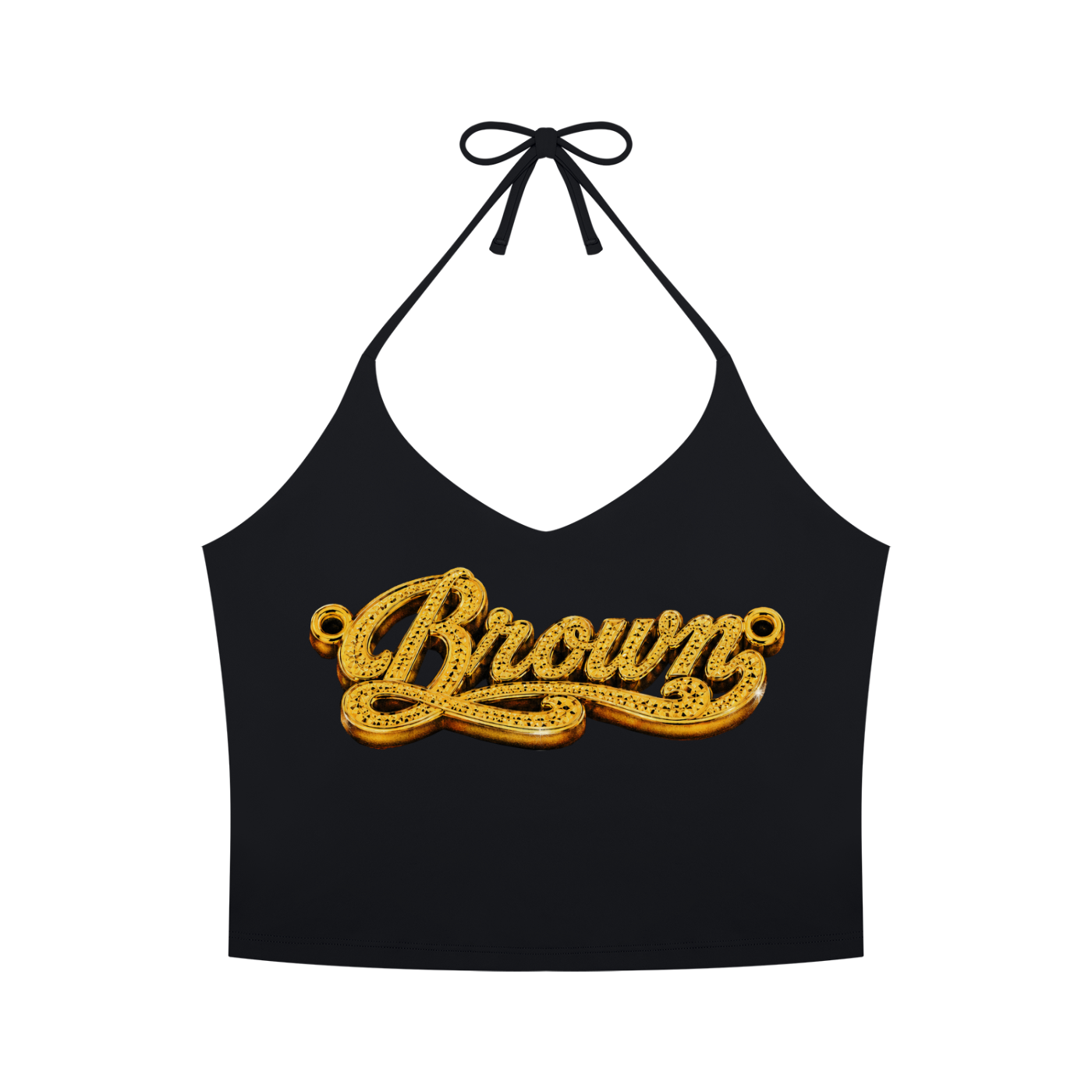 BROWN NAMEPLATE Women’s Halter Yoga Tank Top