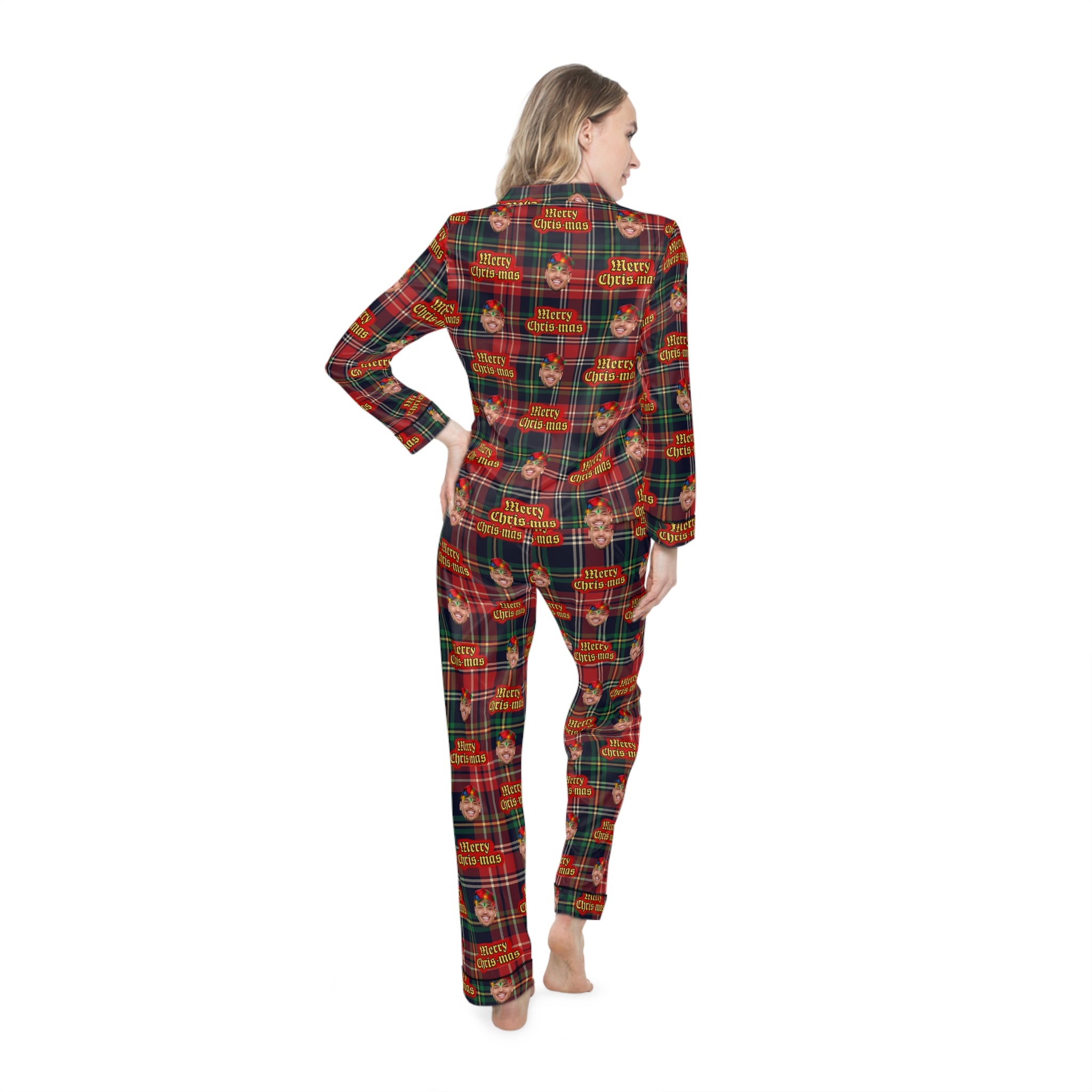 MERRY CHRIS-MAS PLAID WOMEN'S SATIN PAJAMAS