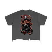 FOR THE MOMENT SHUFFLE Vintage Wash Boxy Distressed Hem T-Shirt