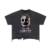 FOR THE MOMENT BIG HEAD Vintage Wash Boxy Distressed Hem T-Shirt
