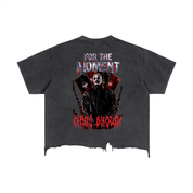 FOR THE MOMENT BIG HEAD Vintage Wash Boxy Distressed Hem T-Shirt