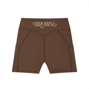 BROWN ALBUM Women's High-Waisted Pocket Biker Shorts