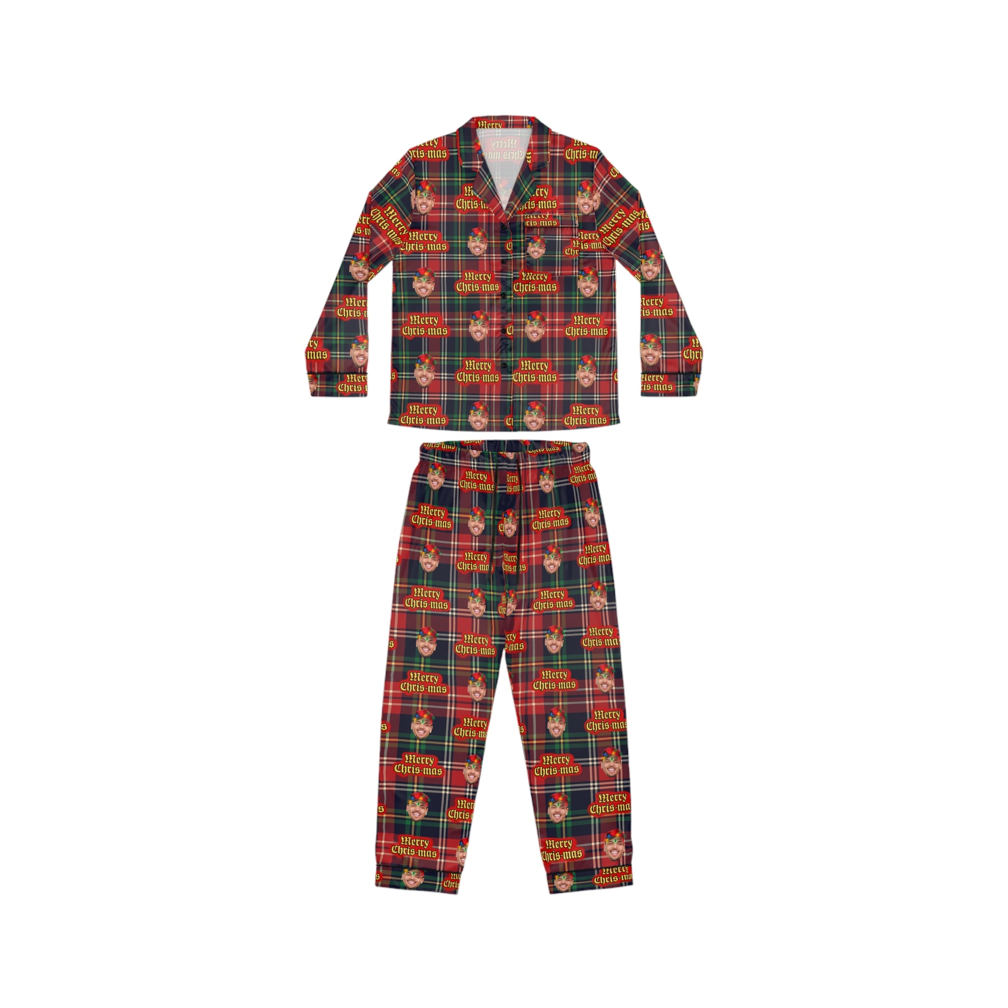 MERRY CHRIS-MAS PLAID WOMEN'S SATIN PAJAMAS