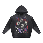 FOR THE MOMENT PUNK Vintage Washed Frayed Fleece Hoodie