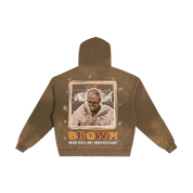 BROWN PREGAME SCRIBBLE ZIP HOODIE