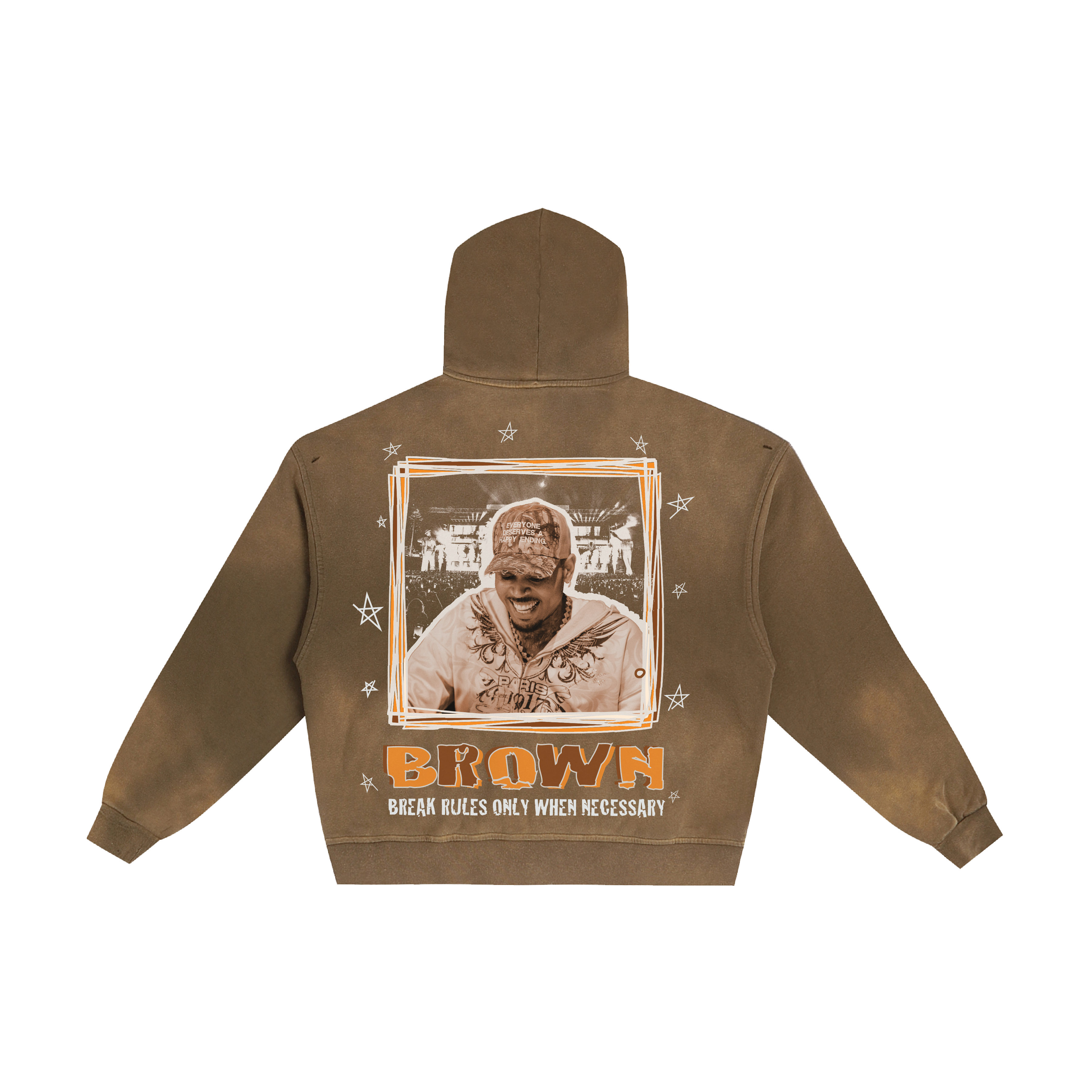 BROWN PREGAME SCRIBBLE ZIP HOODIE