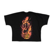 PREMIUM RHINESTONE BREEZY BOWL FLAME S/S CROPPED MEN'S T-SHIRT