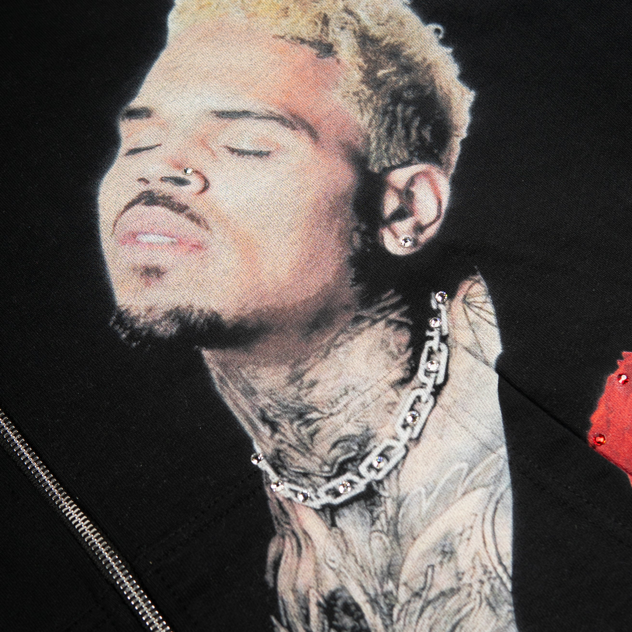 PREMIUM RHINESTONE BREEZY ROSE CROPPED HOODIE