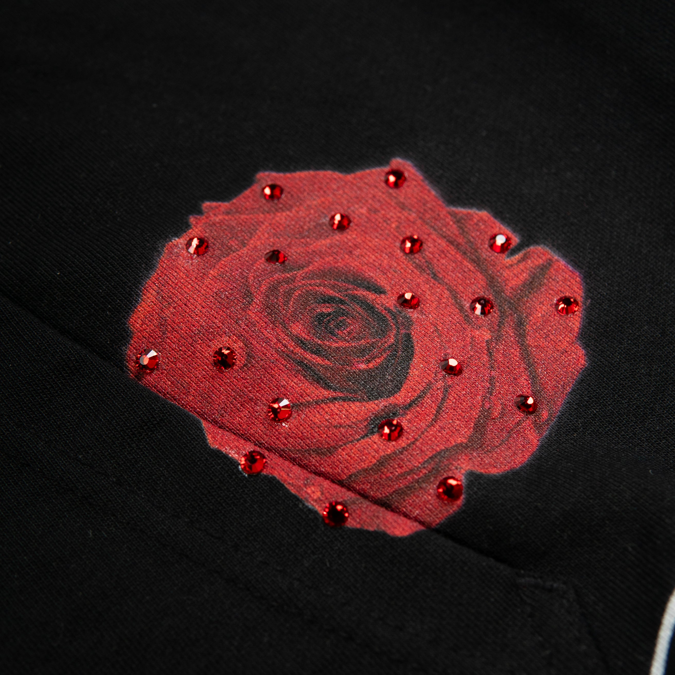 PREMIUM RHINESTONE BREEZY ROSE CROPPED HOODIE