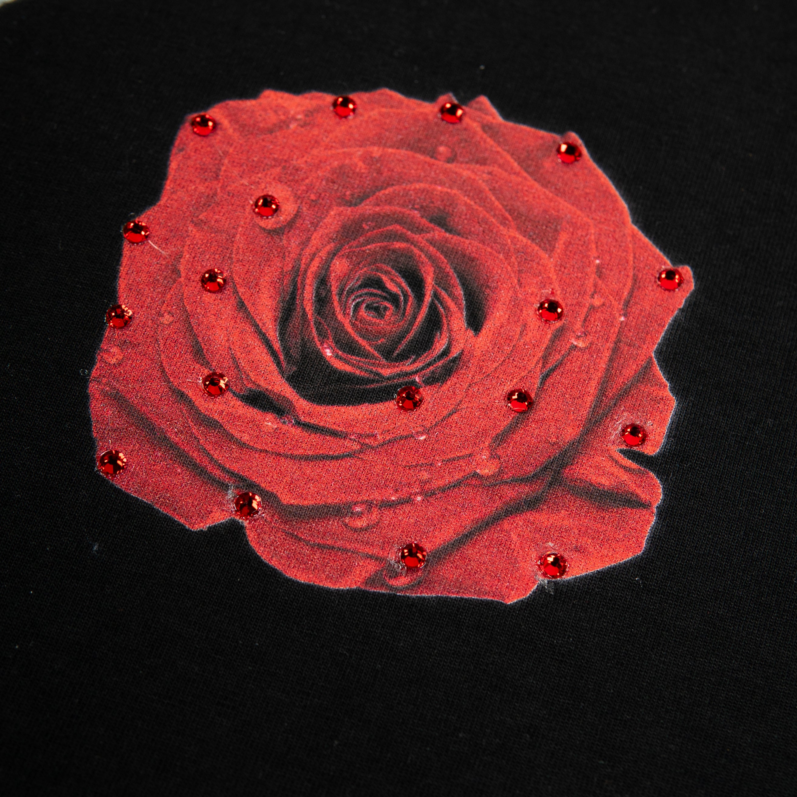 PREMIUM RHINESTONE BREEZY ROSE CROPPED HOODIE