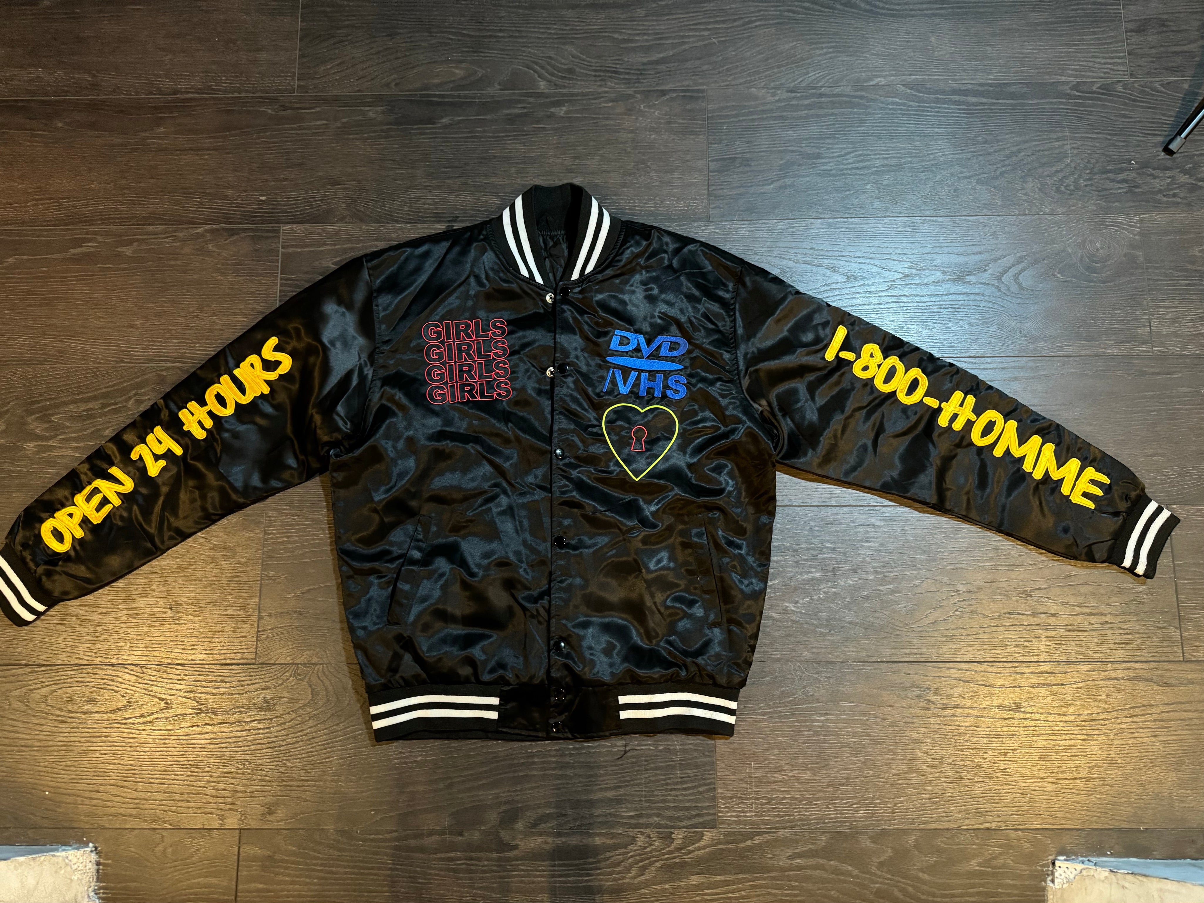 Girls Girls Girls DVD Silk Varsity Jacket – Chris Brown’s Exclusive Collection