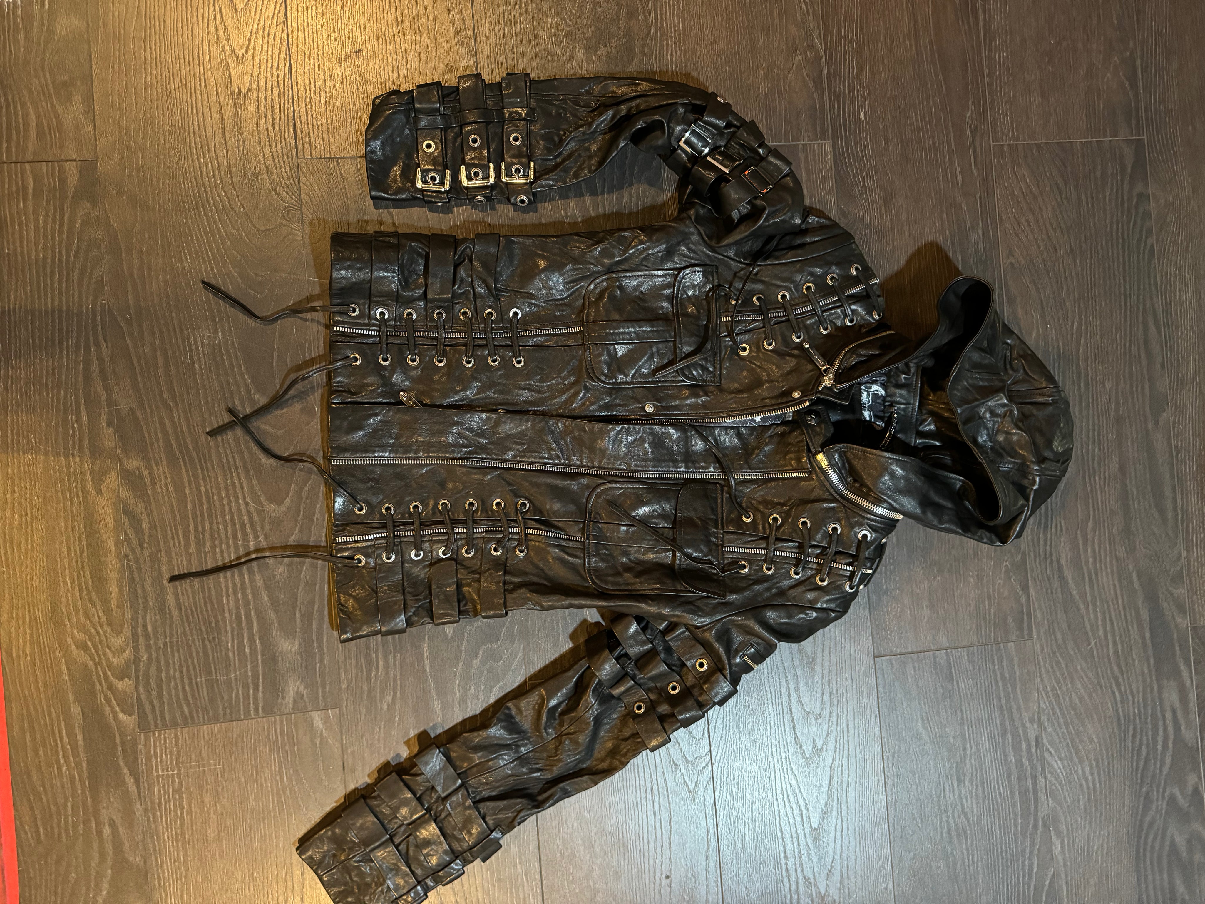 Phillip Plein Leather Hooded Jacket