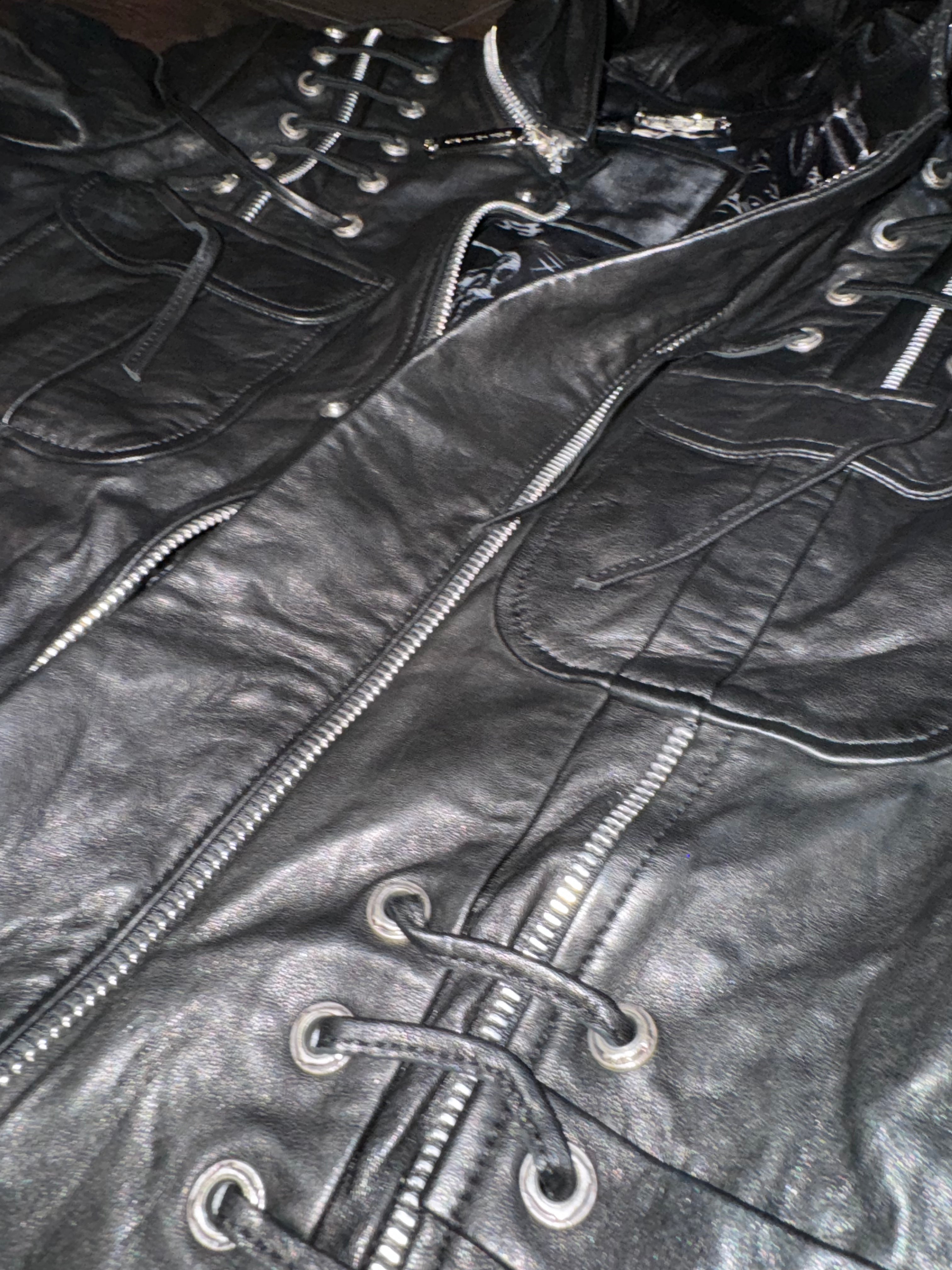 Phillip Plein Leather Hooded Jacket