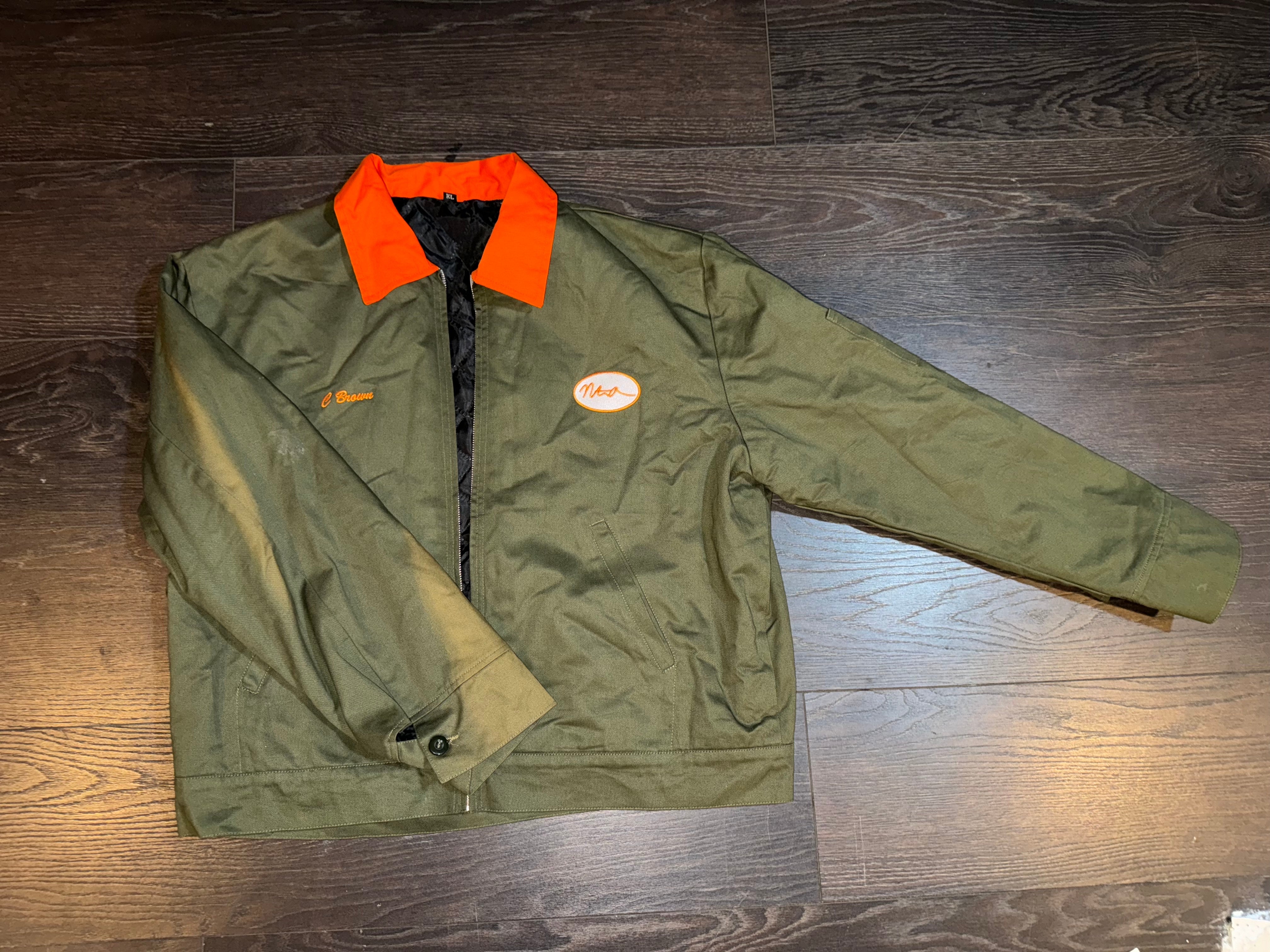 Custom Army Green & Orange Workman’s Jacket – LG | Chris Brown Edition