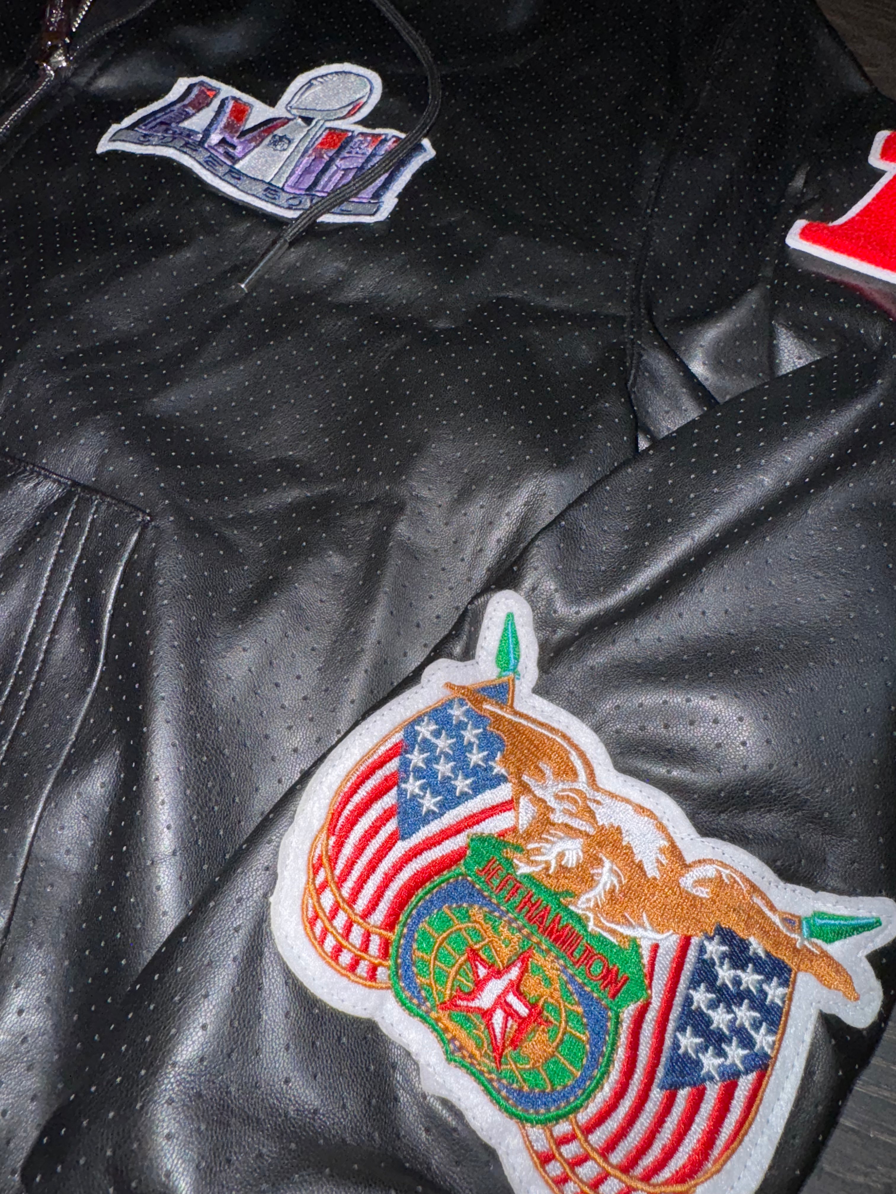 Jeff Hamilton - Super Bowl LVIII hooded leather jacket - Xl