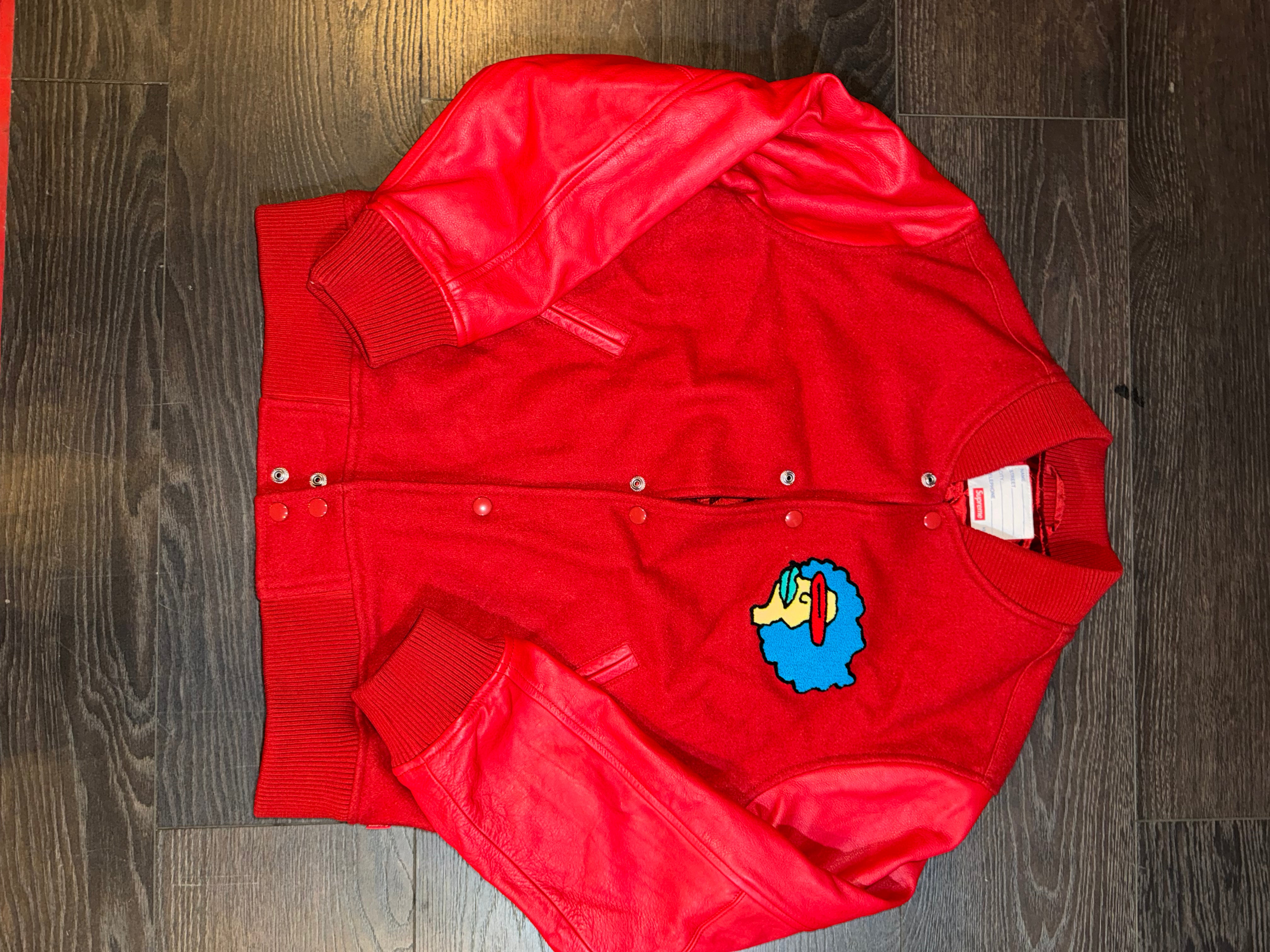 Supreme red wool and leather Simpson varsity - Md