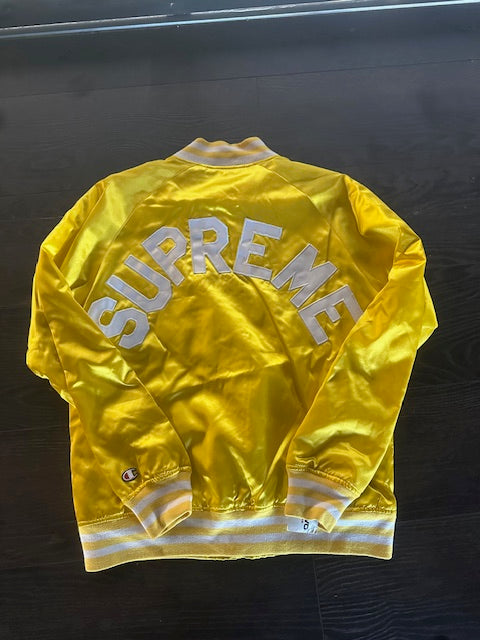 Chris Brown Supreme Satin Varsity Jacket