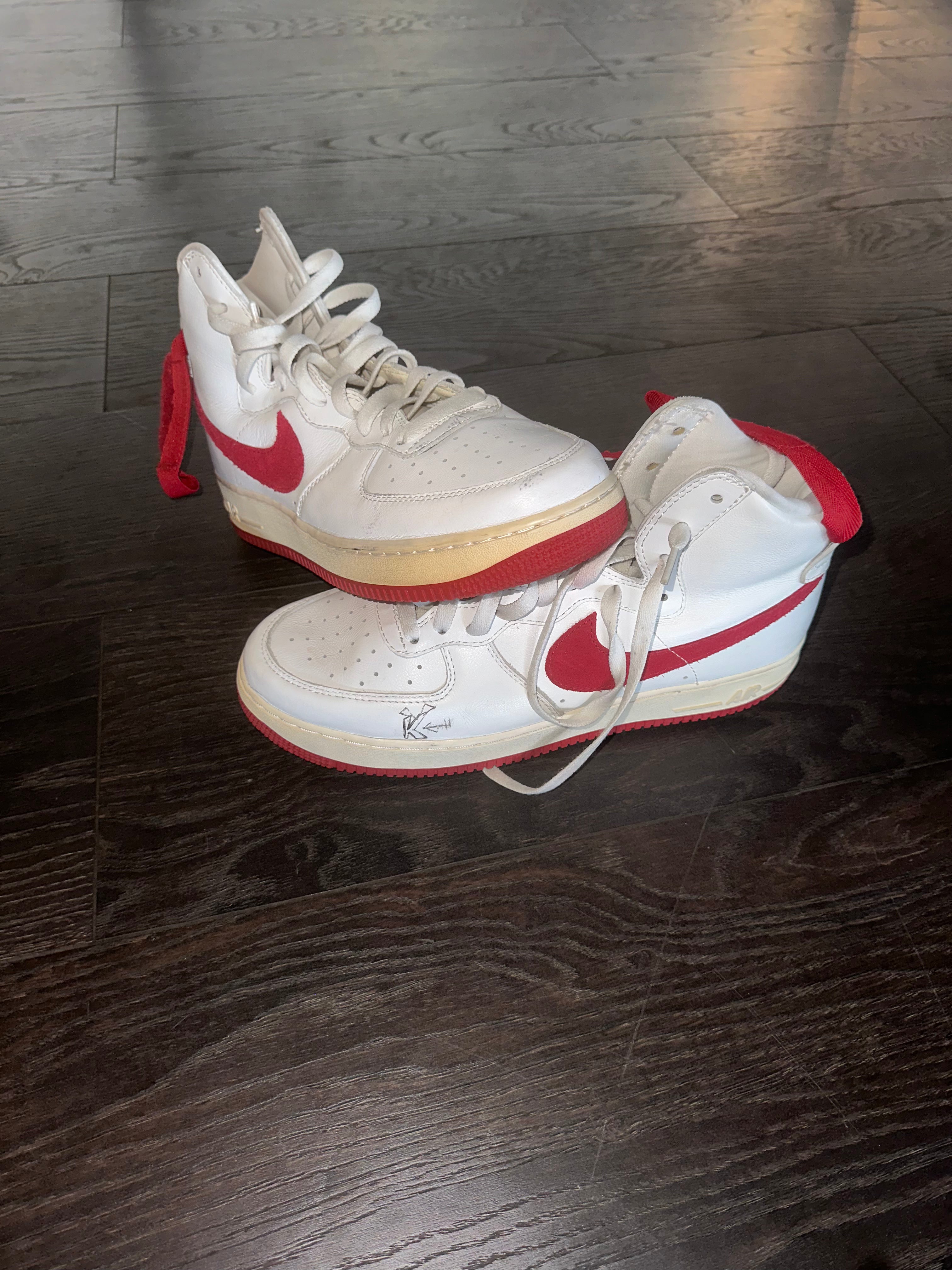 Chris Brown's Nike Air Force White/ Red High Sculpt Sneakers