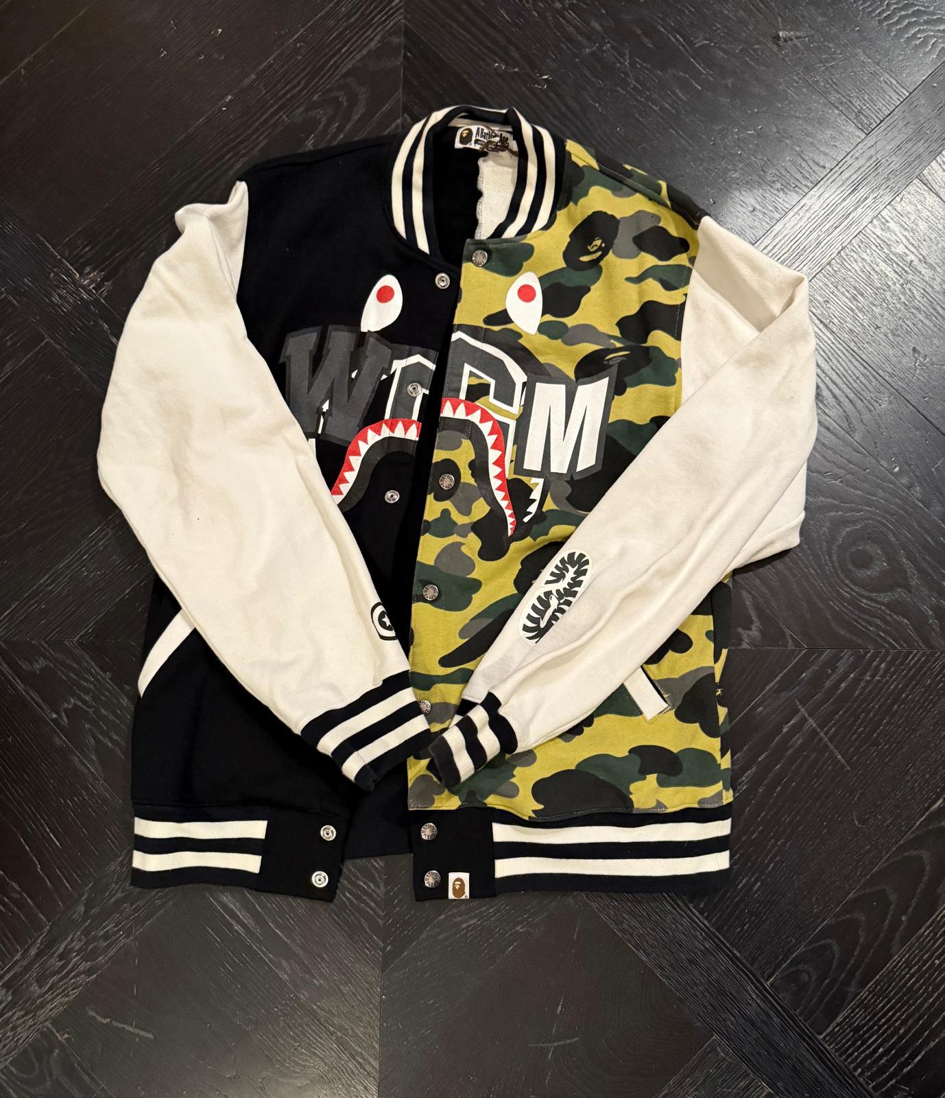 Chris Brown worn Bape Reflector Camo Shark Sweat Varsity Jacket