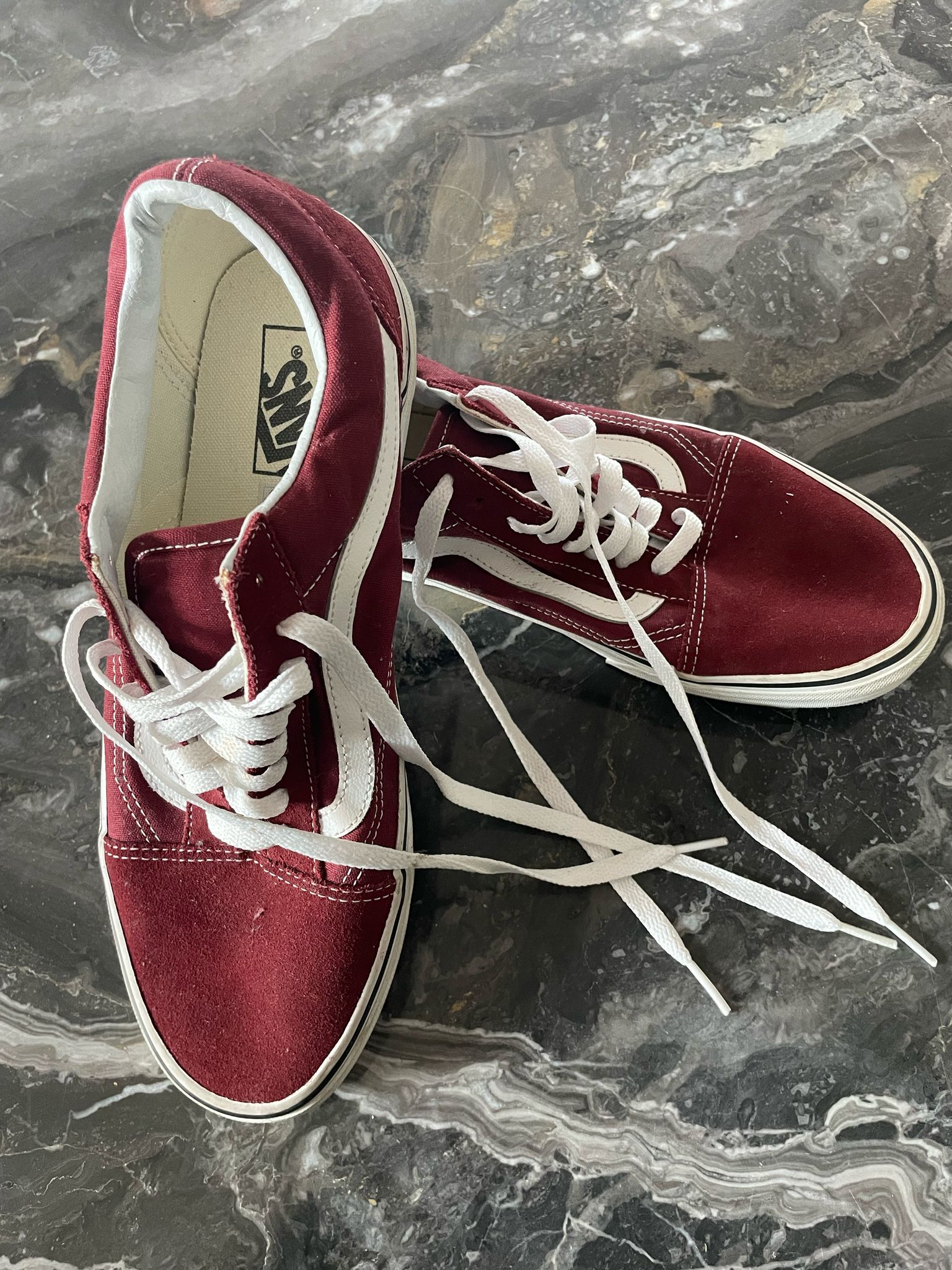 Chris Brown'Burgundy and White Sneakers