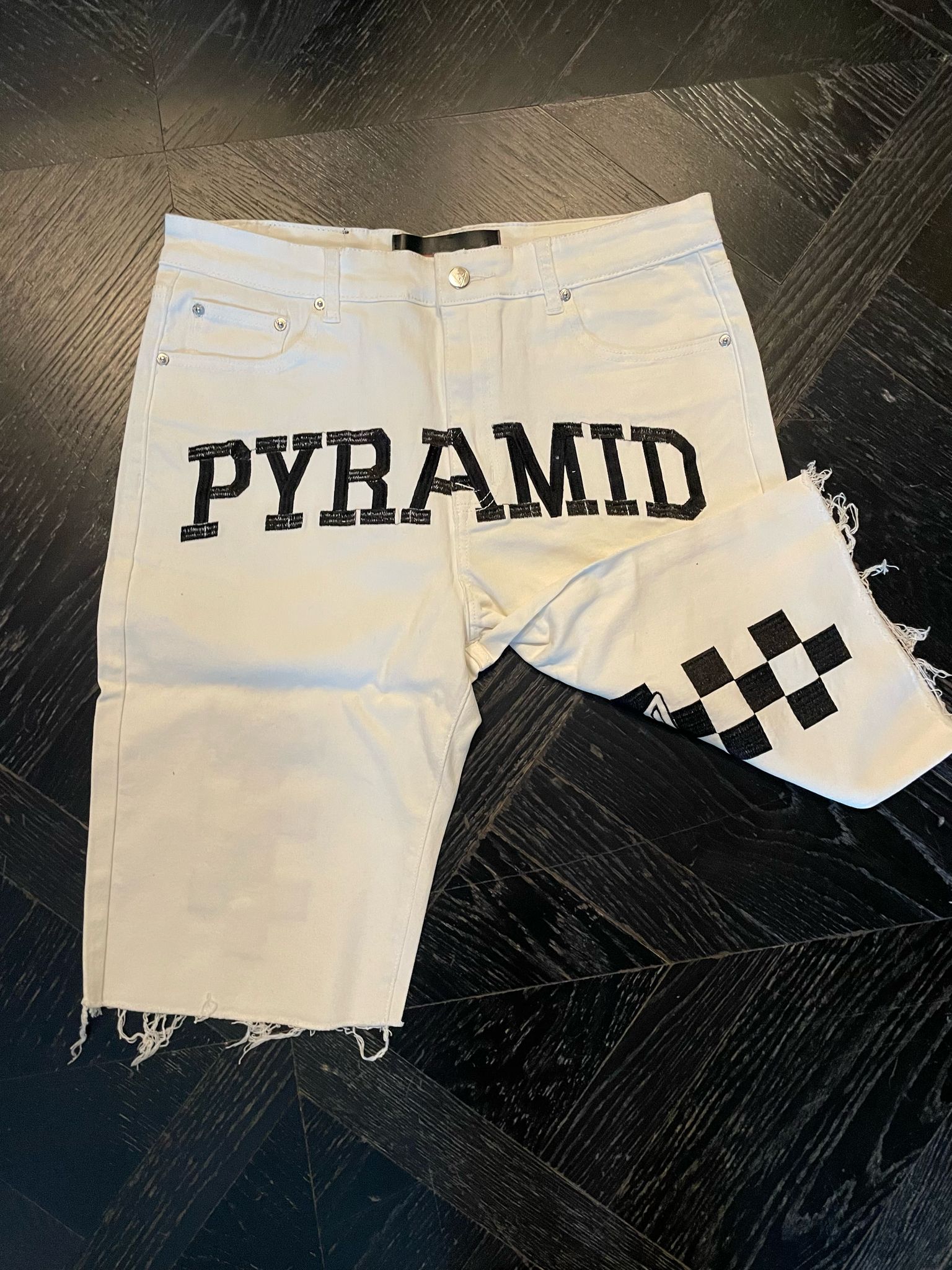 Chris Brown Black Pyramid Jean Shorts