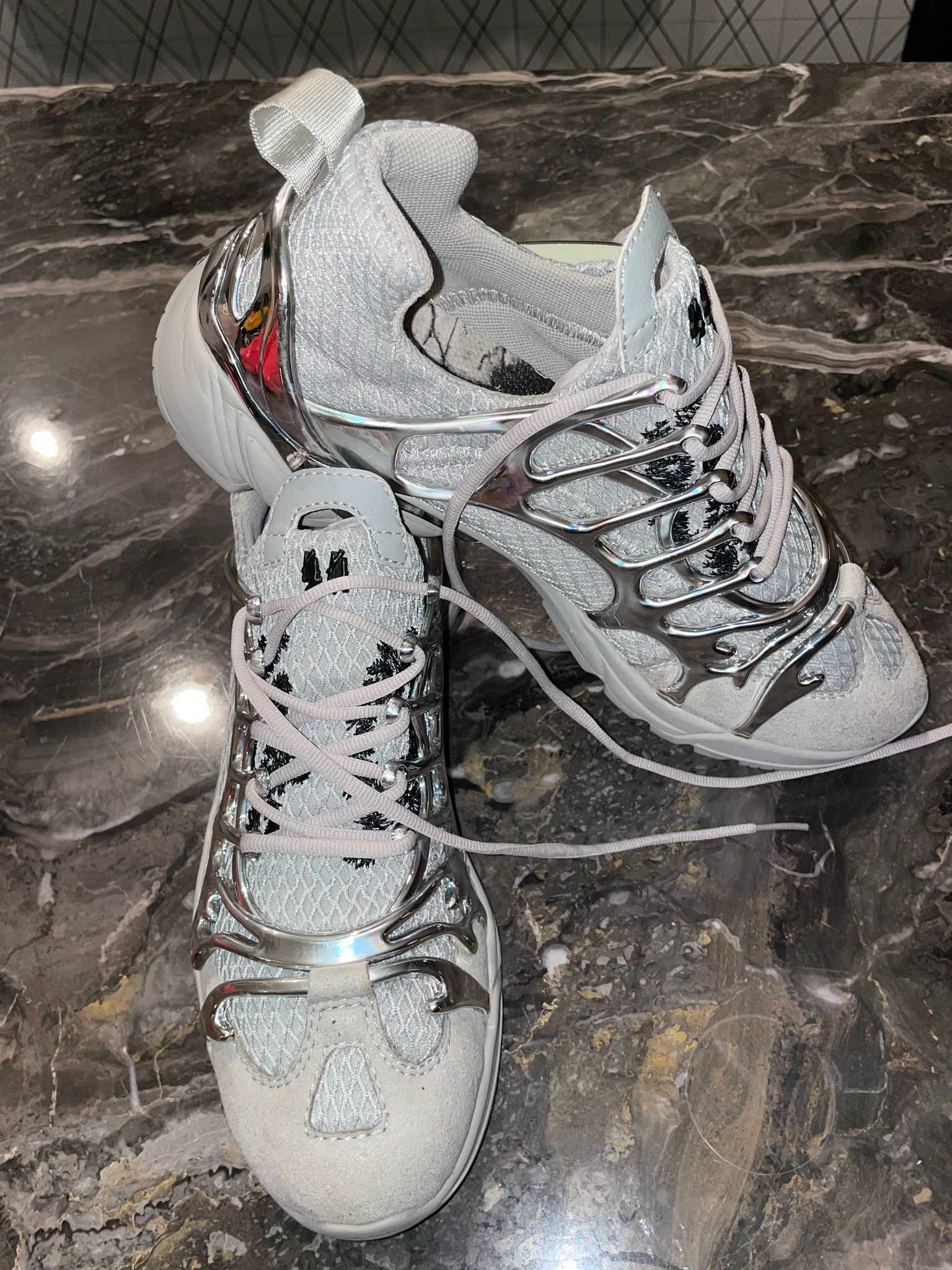 Chris Brown Silver Hiking Sneakers