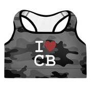 I <3 CB Gray Camo Padded Sports Bra