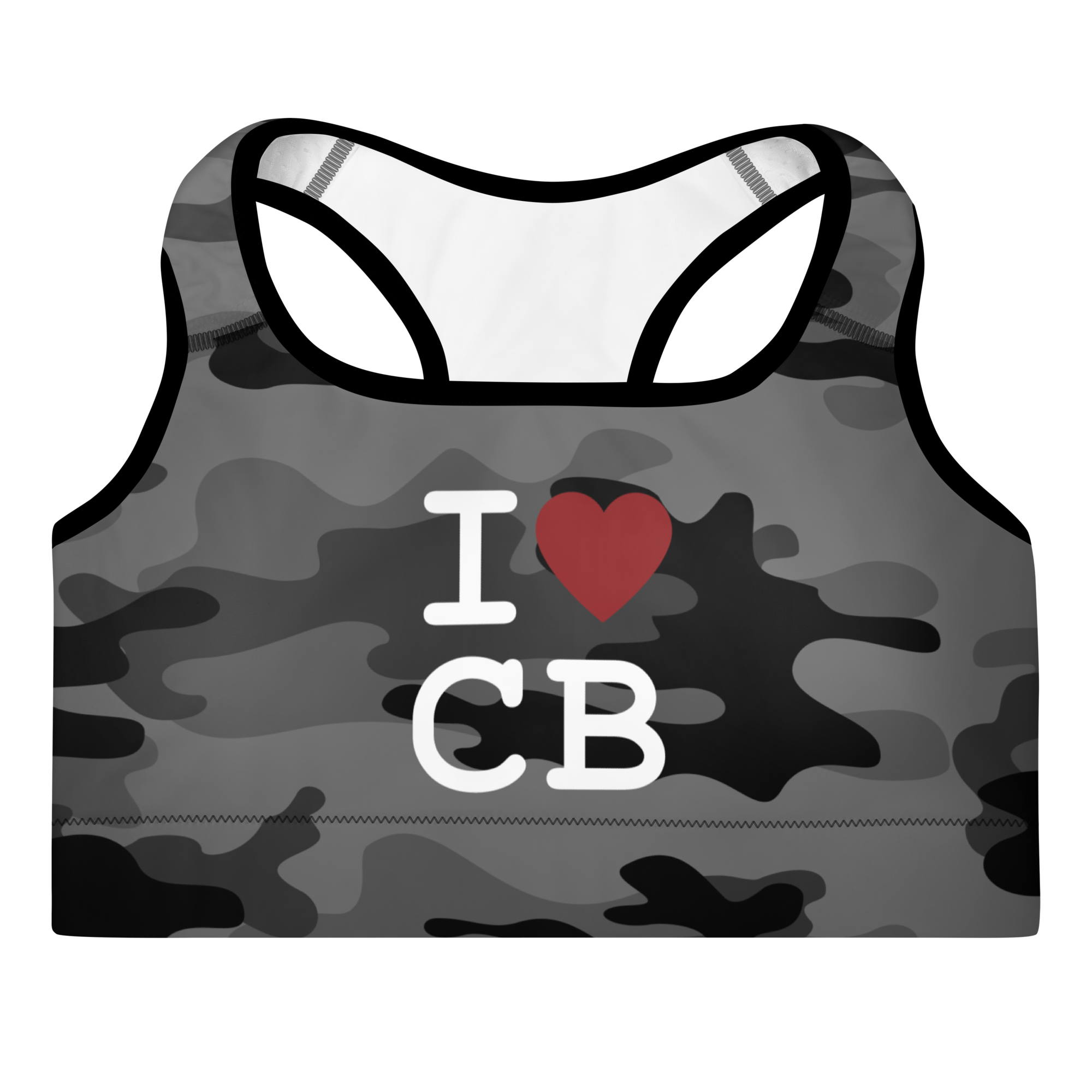 I <3 CB Gray Camo Padded Sports Bra