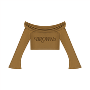 BROWN ALBUM Women's Off-the-Shoulder Bell Sleeve Crop T-Shirt