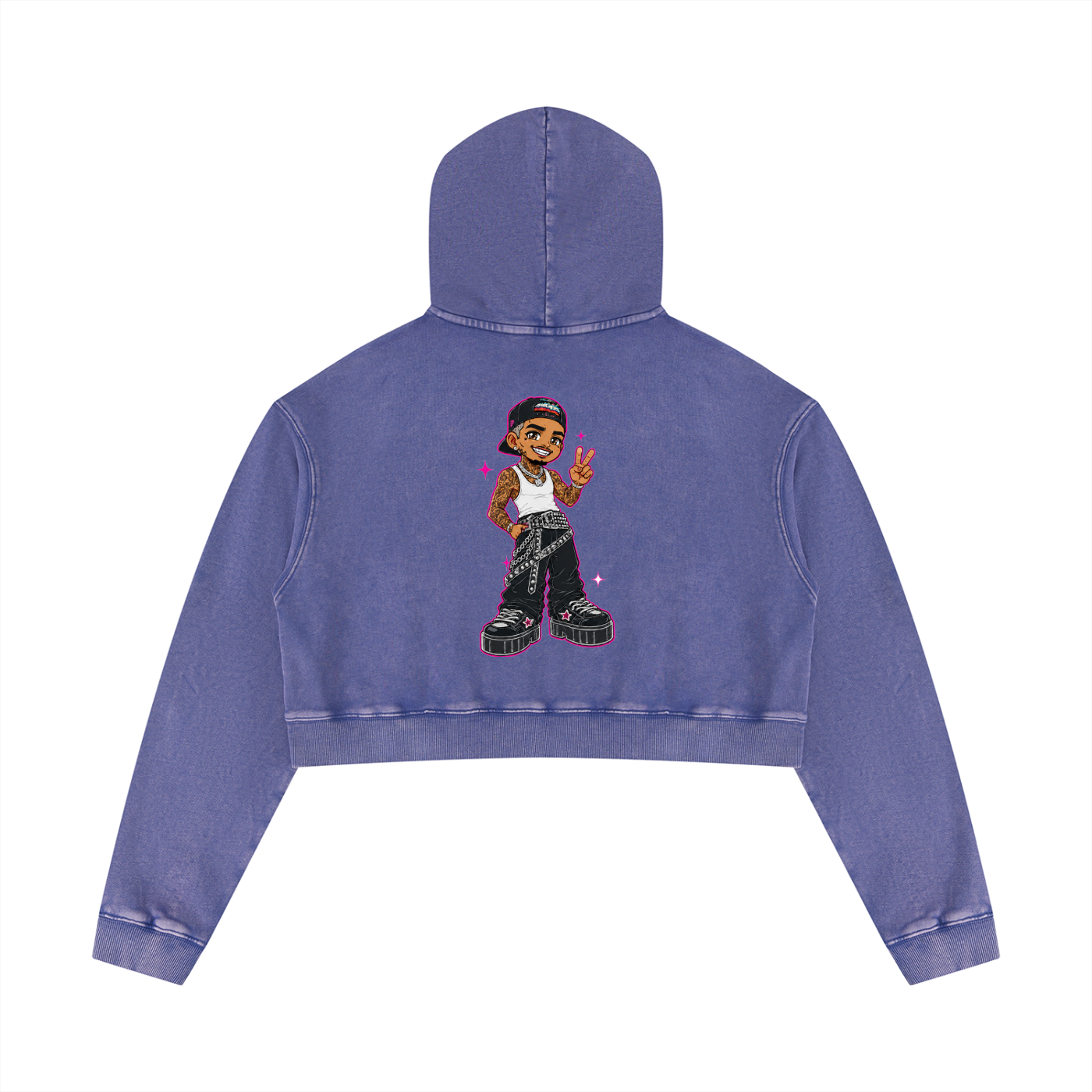 ANIME BREEZY Women’s Mineral Washed Crop Hoodie
