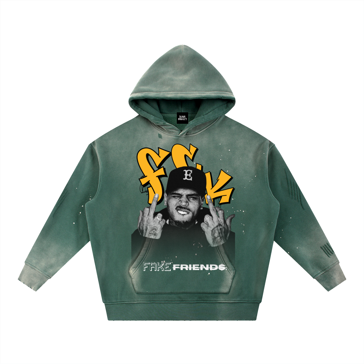 F*CK FAKE FRIENDS GREEN HOODIE