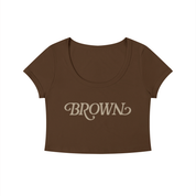 BROWN ALBUM Women's Solid Color Slim Crop T-Shirt