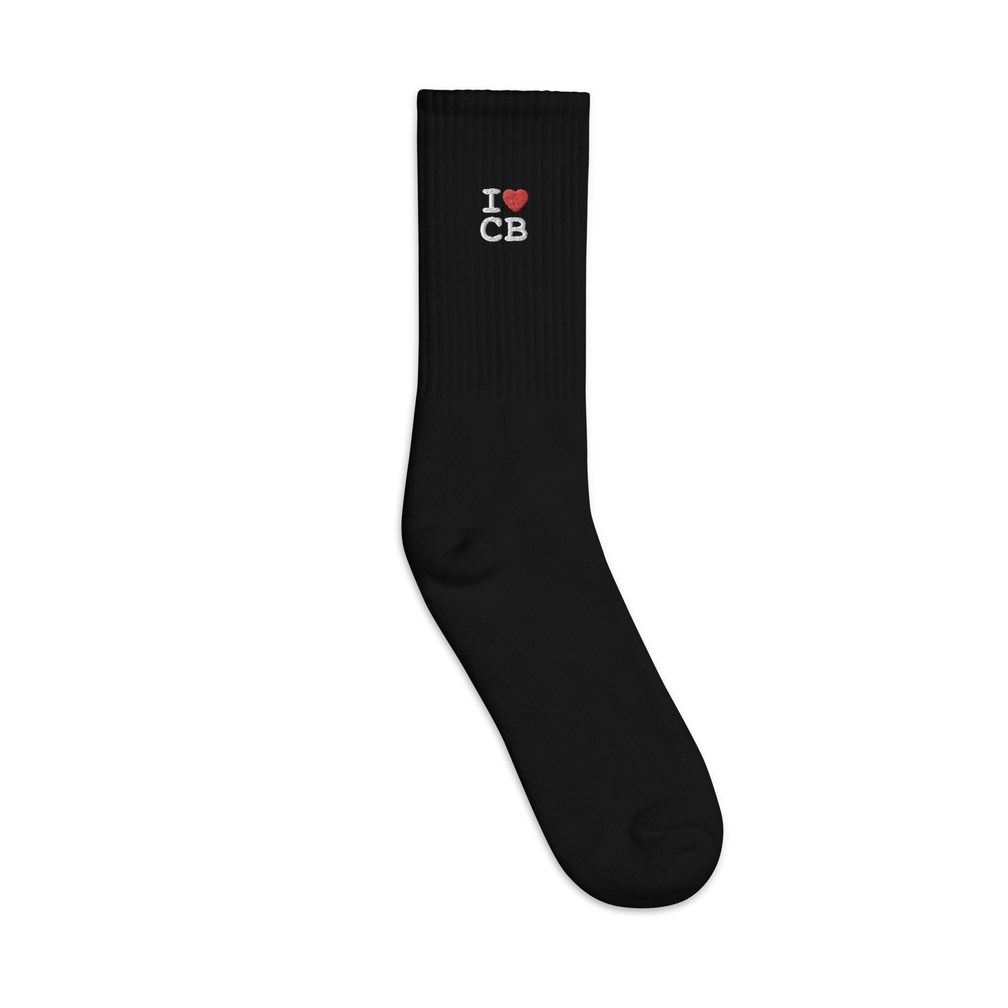 I <3 CB Black Embroidered Socks