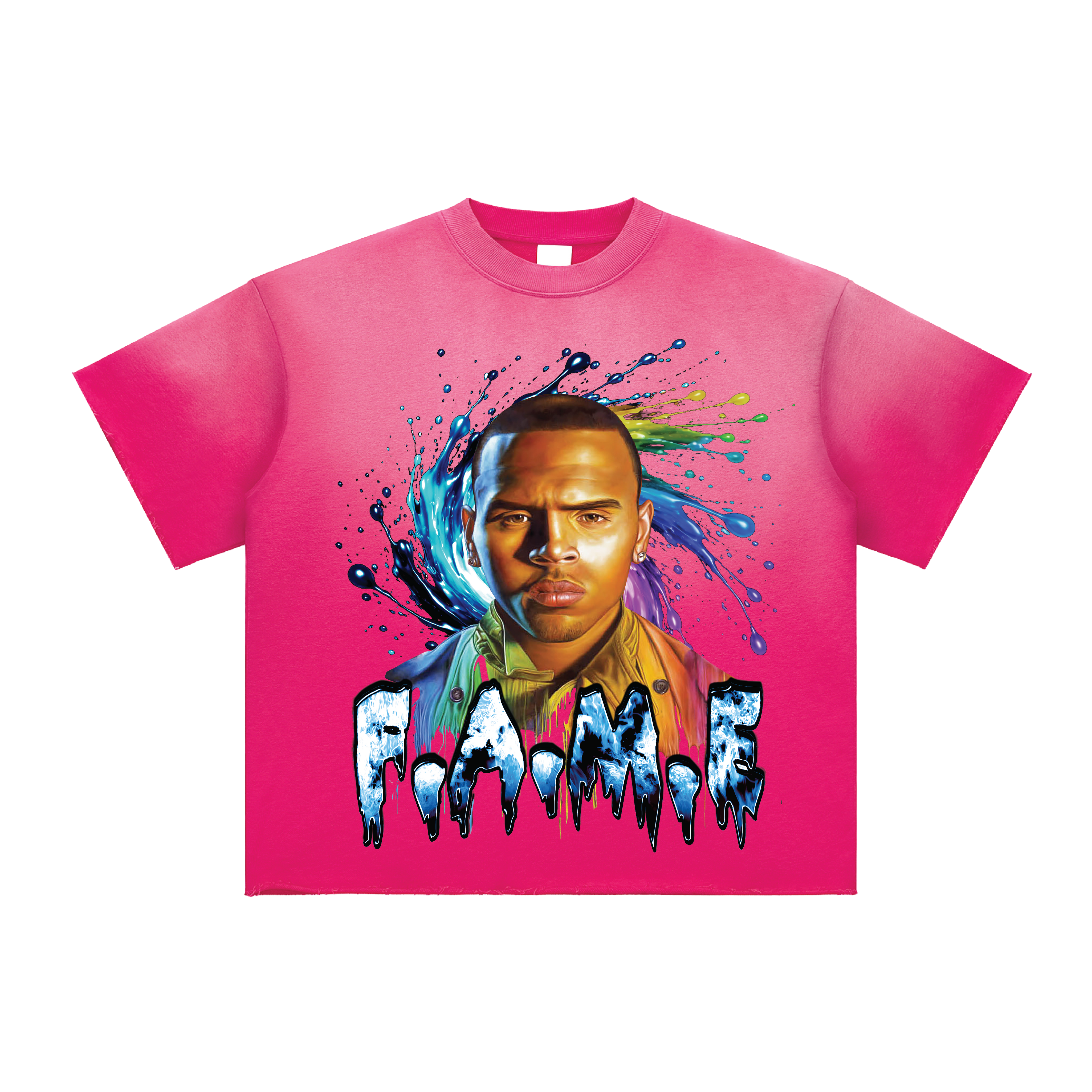 FAME 15TH ANNIVERSARY SPIRAL Sun Fade Raw Edge T-Shirt