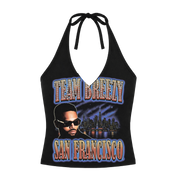 TEAM BREEZY REP YOUR CITY HALTER TOP W/ RHINESTONES