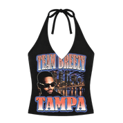 TEAM BREEZY REP YOUR CITY HALTER TOP W/ RHINESTONES