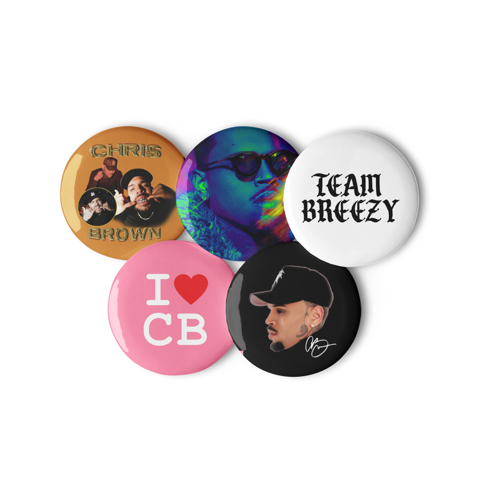 Sensational | Chris Brown Buttons (5 Pack)