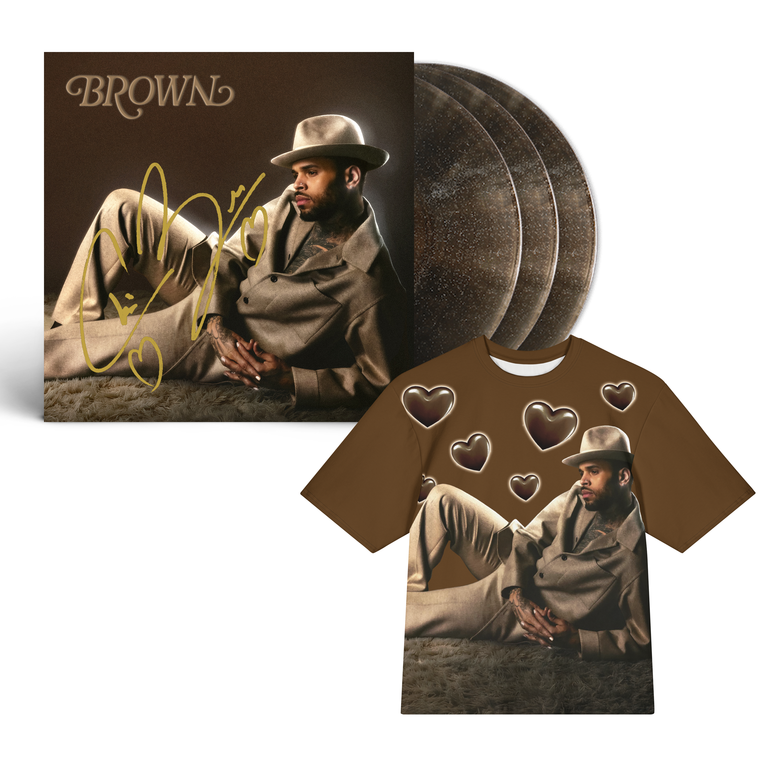 BROWN SIGNED VINYL  + T-SHIRT BUNDLE
